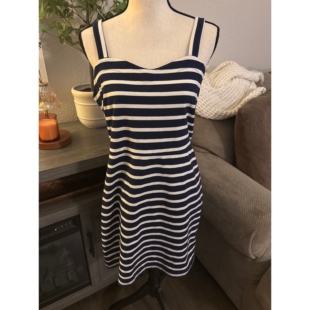 Old Navy Womens Navy Blue White Striped Sweetheart Sheath Dress Large L